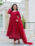 FASHIONABLE GEORGETTE EMBROIDERY SEQUENCE WORK ANARKALI GOWN BOTTOM WITH DUPATTA PARTY WEAR WHOLESALE PRICE ETHNIC GARMENT (3)
