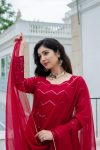 FASHIONABLE GEORGETTE EMBROIDERY SEQUENCE WORK ANARKALI GOWN BOTTOM WITH DUPATTA PARTY WEAR WHOLESALE PRICE ETHNIC GARMENT (3)