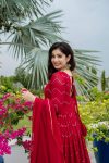 FASHIONABLE GEORGETTE EMBROIDERY SEQUENCE WORK ANARKALI GOWN BOTTOM WITH DUPATTA PARTY WEAR WHOLESALE PRICE ETHNIC GARMENT (3)