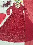 FASHIONABLE GEORGETTE EMBROIDERY SEQUENCE WORK ANARKALI GOWN BOTTOM WITH DUPATTA PARTY WEAR WHOLESALE PRICE ETHNIC GARMENT (3)