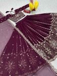 FASHIONABLE GEORGETTE EMBROIDERY SEQUENCE WORK LEHENGA CHOLI WITH DUPATTA PARTY WEAR WHOLESALE PRICE ETHNIC GARMENT (10)