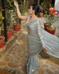 FASHIONABLE GEORGETTE EMBROIDERY SEQUENCE WORK SAREE WITH UNSTITCHED BLOUSE PARTY WEAR WHOLESALE PRICE ETHNIC GARMENT (3)