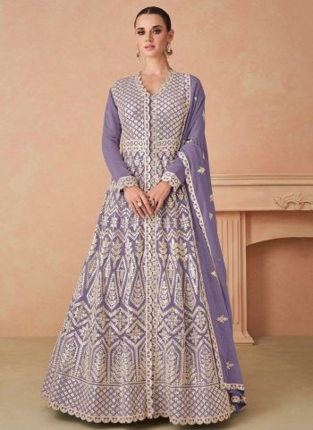 FASHIONABLE GEORGETTE EMBROIDERY SEQUENCE WORK TOP LEHENGA WITH DUPATTA LAVENDER