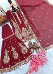 FASHIONABLE GEORGETTE EMBROIDERY SEQUENCE WORK TOP SHARARA WITH DUPATTA PARTY WEAR WHOLESALE PRICE ETHNIC GARMENT (5)