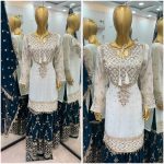 FASHIONABLE GEORGETTE EMBROIDERY SEQUENCE WORK TOP SHARARA WITH DUPATTA PARTY WEAR WHOLESALE PRICE ETHNIC GARMENT (2)