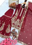 FASHIONABLE GEORGETTE EMBROIDERY SEQUENCE WORK TOP SHARARA WITH DUPATTA PARTY WEAR WHOLESALE PRICE ETHNIC GARMENT (5)