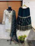 FASHIONABLE GEORGETTE EMBROIDERY SEQUENCE WORK TOP SHARARA WITH DUPATTA PARTY WEAR WHOLESALE PRICE ETHNIC GARMENT (2)