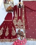 FASHIONABLE GEORGETTE EMBROIDERY SEQUENCE WORK TOP SHARARA WITH DUPATTA PARTY WEAR WHOLESALE PRICE ETHNIC GARMENT (5)