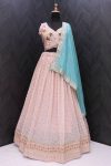 FASHIONABLE GEORGETTE EMBROIDERY THREAD SEQUENCE WORK LEHENGA CHOLI WITH DUPATTA PARTY WEAR WHOLESALE PRICE ETHNIC GARMENT (3)