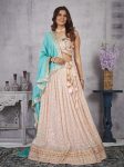 FASHIONABLE GEORGETTE EMBROIDERY THREAD SEQUENCE WORK LEHENGA CHOLI WITH DUPATTA CREAM