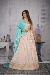 FASHIONABLE GEORGETTE EMBROIDERY THREAD SEQUENCE WORK LEHENGA CHOLI WITH DUPATTA PARTY WEAR WHOLESALE PRICE ETHNIC GARMENT (3)