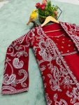 FASHIONABLE GEORGETTE EMBROIDERY THREAD SEQUENCE ZARI WORK STITCHED SHRUG PALAZZO WITH BLOUSE PARTY WEAR WHOLESALE PRICE ETHNIC GARMENT (9)