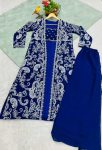 FASHIONABLE GEORGETTE EMBROIDERY THREAD SEQUENCE ZARI WORK STITCHED SHRUG PALAZZO WITH BLOUSE PARTY WEAR WHOLESALE PRICE ETHNIC GARMENT (6)