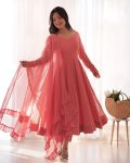 FASHIONABLE GEORGETTE LUKHNOWI SEQUENCE WORK ANARKALI GOWN BOTTOM WITH DUPATTA PARTY WEAR WHOLESALE PRICE ETHNIC GARMENT (5)