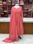 FASHIONABLE GEORGETTE LUKHNOWI SEQUENCE WORK ANARKALI GOWN BOTTOM WITH DUPATTA PARTY WEAR WHOLESALE PRICE ETHNIC GARMENT (5)