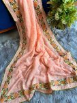 FASHIONABLE GEORGETTE MULTI THREAD PIPING LACE WORK SAREE WITH UNSTITCHED BLOUSE PARTY WEAR WHOLESALE PRICE ETHNIC GARMENT (3)