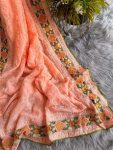 FASHIONABLE GEORGETTE MULTI THREAD PIPING LACE WORK SAREE WITH UNSTITCHED BLOUSE PARTY WEAR WHOLESALE PRICE ETHNIC GARMENT (3)