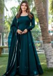 FASHIONABLE GEORGETTE PLAIN FLAIRED ANARKALI GOWN WITH DUPATTA RAMA