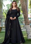 FASHIONABLE GEORGETTE PLAIN FLAIRED GOWN WITH DUPATTA PARTY WEAR WHOLESALE PRICE ETHNIC GARMENT (6)