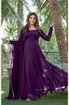 FASHIONABLE GEORGETTE PLAIN FLAIRED GOWN WITH DUPATTA PARTY WEAR WHOLESALE PRICE ETHNIC GARMENT (10)