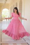 FASHIONABLE GEORGETTE PRINTED FLAIRED ONLY GOWN PARTY WEAR WHOLESALE PRICE ETHNIC GARMENT (5)