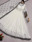 FASHIONABLE GEORGETTE THREAD SEQUENCE EMBROIDERY WORK GOWN WITH DUPATTA PARTY WEAR WHOLESALE PRICE ETHNIC GARMENT (3)