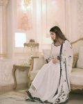 FASHIONABLE GEORGETTE THREAD SEQUENCE EMBROIDERY WORK GOWN WITH DUPATTA WHITE