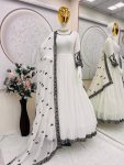 FASHIONABLE GEORGETTE THREAD SEQUENCE EMBROIDERY WORK GOWN WITH DUPATTA PARTY WEAR WHOLESALE PRICE ETHNIC GARMENT (3)
