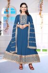 FASHIONABLE GEORGETTE ZARI EMBROIDERY WORK GOWN WITH DUPATTA BLUE
