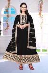 FASHIONABLE GEORGETTE ZARI EMBROIDERY WORK GOWN WITH DUPATTA BLACK
