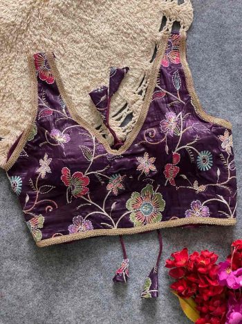 FASHIONABLE GOLDEN CRUSH EMBROIDERY MULTI WORK READY TO WEAR BLOUSE