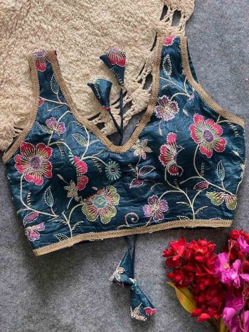 FASHIONABLE GOLDEN CRUSH EMBROIDERY MULTI WORK READY TO WEAR BLOUSE