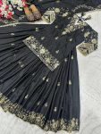 FASHIONABLE NATURAL CREPE SILK EMBROIDERY SEQUENCE ZARI WORK TOP LEHENGA WITH DUPATTA PARTY WEAR WHOLESALE PRICE ETHNIC GARMENT (5)