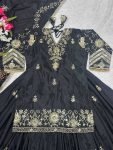 FASHIONABLE NATURAL CREPE SILK EMBROIDERY SEQUENCE ZARI WORK TOP LEHENGA WITH DUPATTA PARTY WEAR WHOLESALE PRICE ETHNIC GARMENT (5)
