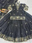 FASHIONABLE NATURAL CREPE SILK EMBROIDERY SEQUENCE ZARI WORK TOP LEHENGA WITH DUPATTA PARTY WEAR WHOLESALE PRICE ETHNIC GARMENT (5)