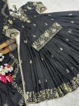 FASHIONABLE NATURAL CREPE SILK EMBROIDERY SEQUENCE ZARI WORK TOP LEHENGA WITH DUPATTA PARTY WEAR WHOLESALE PRICE ETHNIC GARMENT (5)