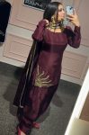 FASHIONABLE NATURAL CREPE SILK SEQUENCE HAND WORK TOP PATIYALA WITH DUPATTA MAROON