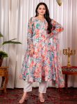 FASHIONABLE ORGANZA DIGITAL PRINTED FLAIRED GOWN BOTTOM WITH DUPATTA PARTY WEAR WHOLESALE PRICE ETHNIC GARMENT (9)
