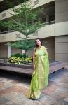 FASHIONABLE ORGANZA HANDCRAFTED MULTI THREAD ZARI WORK SAREE WITH UNSTITCHED BLOUSE PARTY WEAR WHOLESALE PRICE ETHNIC GARMENT (3)
