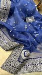 FASHIONABLE ORGANZA SILVER CODING SEQUENCE WORK SAREE WITH UNSTITCHED BLOUSE PARTY WEAR WHOLESALE PRICE ETHNIC GARMENT (4)