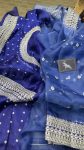 FASHIONABLE ORGANZA SILVER CODING SEQUENCE WORK SAREE WITH UNSTITCHED BLOUSE PARTY WEAR WHOLESALE PRICE ETHNIC GARMENT (4)