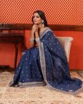 FASHIONABLE ORGANZA SILVER CODING SEQUENCE WORK SAREE WITH UNSTITCHED BLOUSE PARTY WEAR WHOLESALE PRICE ETHNIC GARMENT (4)