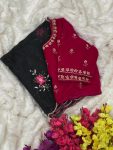 FASHIONABLE ORGANZA THREAD MOTI ARC BORDER SAREE WITH VELVET HEAVY WMOTI WORK STITCHED BLOUSE PARTY WEAR WHOLESALE PRICE ETHNIC GARMENT (10)