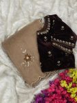FASHIONABLE ORGANZA THREAD MOTI ARC BORDER SAREE WITH VELVET HEAVY WMOTI WORK STITCHED BLOUSE PARTY WEAR WHOLESALE PRICE ETHNIC GARMENT (3)