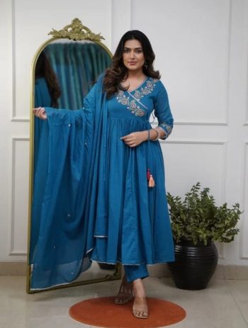 FASHIONABLE PARAMPARA SILK WITH SEQUENCE EMBROIDERY WORK TOP BOTTOM WITH DUPATTA BLUE