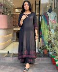 FASHIONABLE RAYON BLOCK PRINTED HANDWORK KURTI WITH PALAZZO PARTY WEAR WHOLESALE PRICE ETHNIC GARMENT (5)