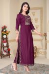 FASHIONABLE RAYON FOIL PRINTED LONG KURTI PARTY WEAR WHOLESALE PRICE ETHNIC GARMENT (15)