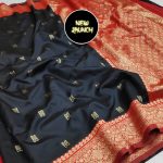 FASHIONABLE SOFT LICHI SILK JACQUARD WORK SAREE WITH UNSTITCHED BLOUSE PARTY WEAR WHOLESALE PRICE ETHNIC GARMENT (1)