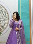 FASHIONABLE SOFT SPACE SILK SWAROVSKI DIAMOND WORK GOWN WITH DUPATTA PARTY WEAR WHOLESALE PRICE ETHNIC GARMENT (9)