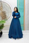 FASHIONABLE SOFT SPACE SILK SWAROVSKI DIAMOND WORK GOWN WITH DUPATTA PARTY WEAR WHOLESALE PRICE ETHNIC GARMENT (1)